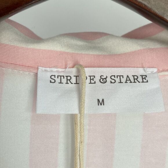 Stripe & Stare Pj Top Women’s Size Medium New With Tag Pink Striped Short Sleeve - Picture 2 of 9